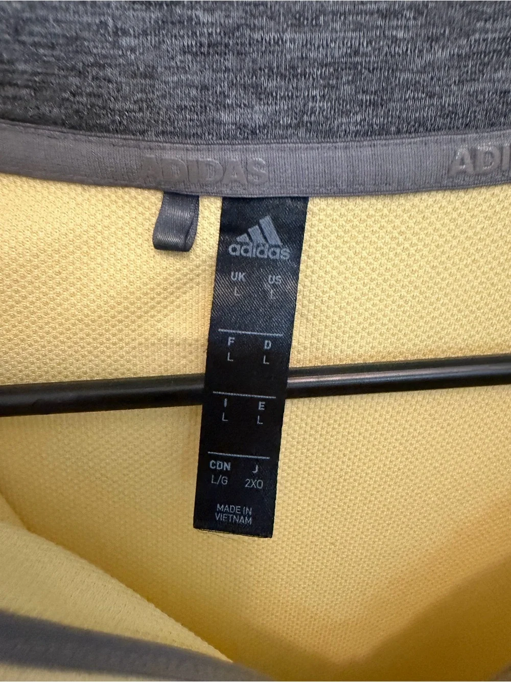 adidas Men's Light Yellow Quarter-Zip with Gray Contrast Collar